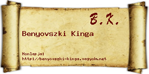 Benyovszki Kinga névjegykártya